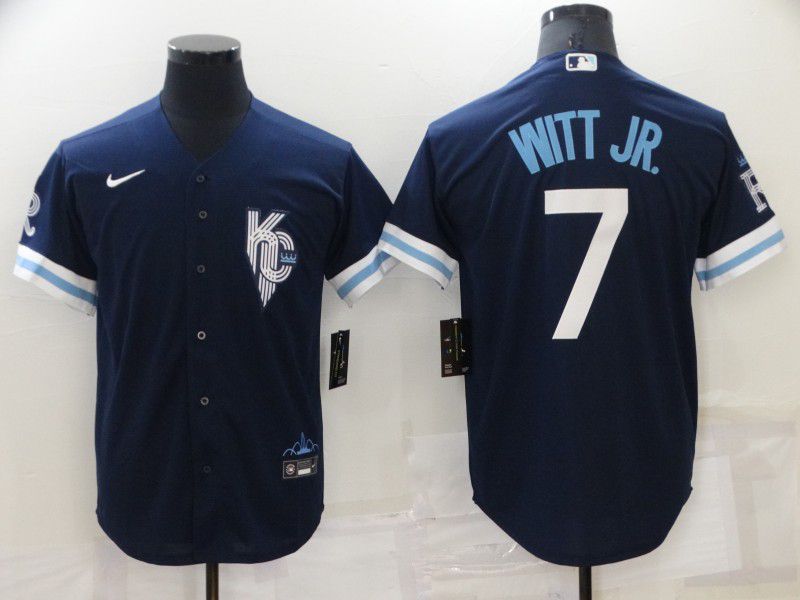 Men Kansas City Royals 7 Witt jr Blue City Edition Game Nike 2022 MLB Jerseys